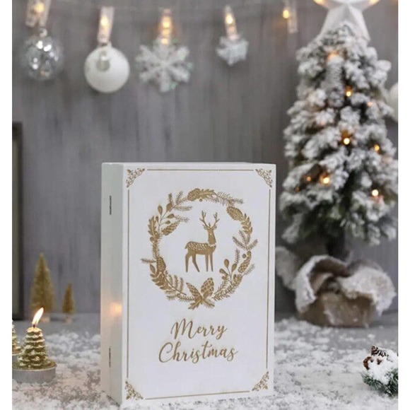 PIONEER-EFFORT Wooden Advent Calendar Book with 24 Drawers Christmas Reusable Co